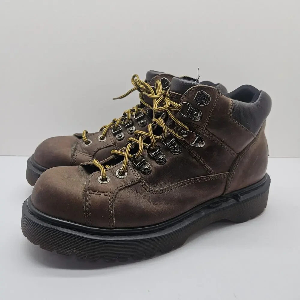 Dr. Martens Mens Brown Boots Leather 8699 Size 8 Made In England Y2k Grunge
